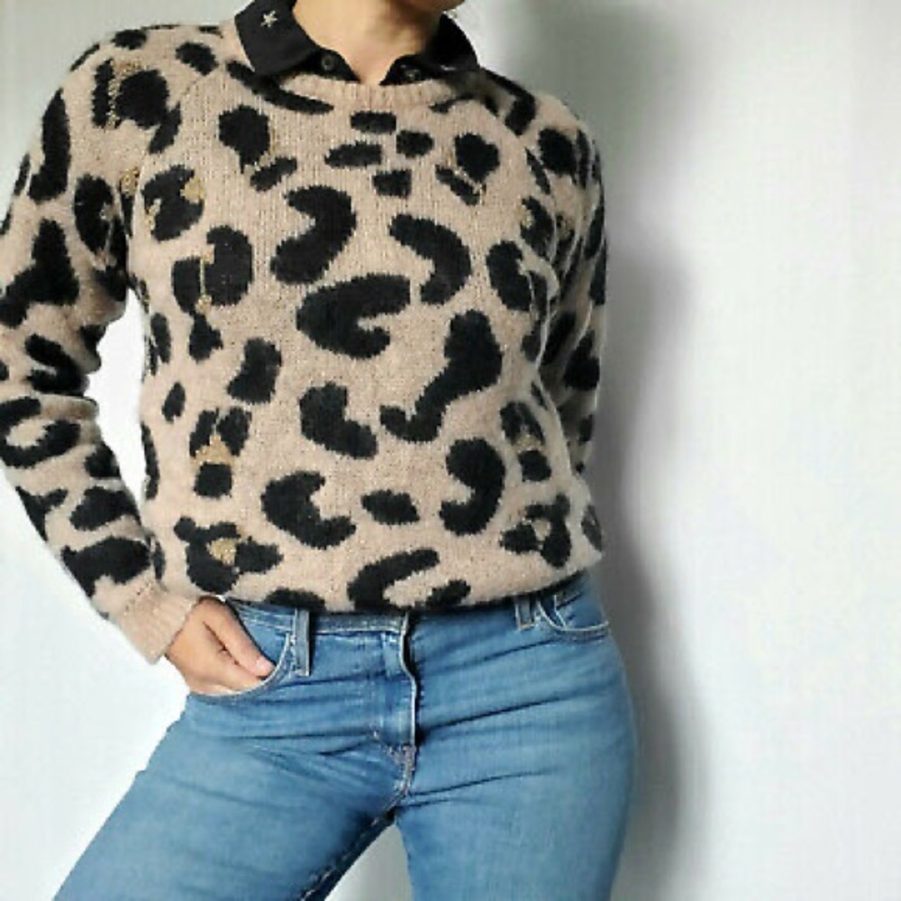 ELSAMANDA X ANTHROPOLOGIE Italian Leopard Sweater